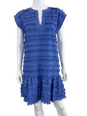 marie oliver Blue Fringe Mini Dress Size M O1052